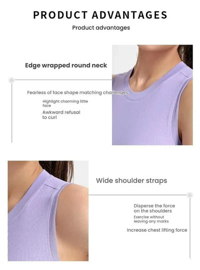 Women's Racerback Sports Bras with Padded - Summer Sleeveless Yoga Top Fitness Workout Running Shirt Breathable Quick Dry Vest
