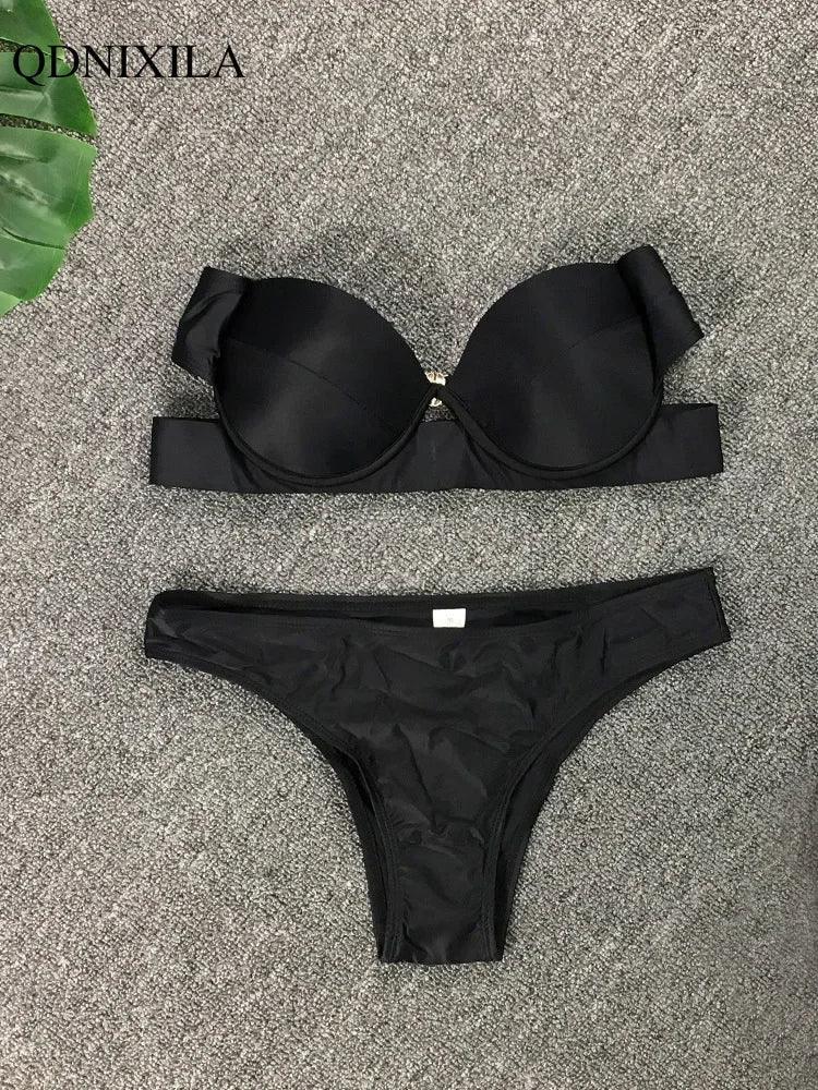 2025 Woman Separate Swimsuit Beach Outfits High Waist Sexy Bikini Set 2 Pieces Plus Size Bathing Suit Feminine Women's Swimwear