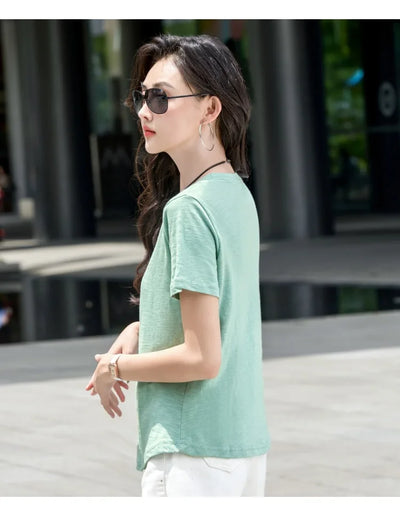 Oversized Summer T shirts for Women Casual Female Korean Streetwear Tees Unisex Basic Solid Young Cool Tops