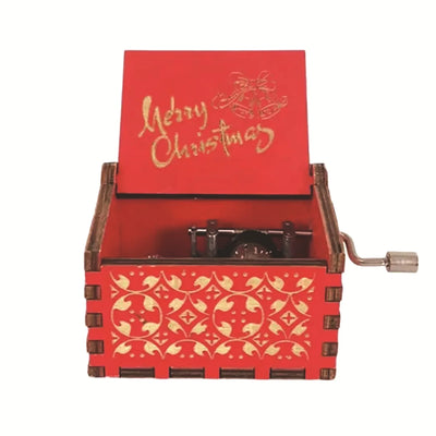 Merry Christmas Music Box Wooden Hand Cranked Music Box Vintage Happy New Year Music Box Gift Music Box Birthday Gift