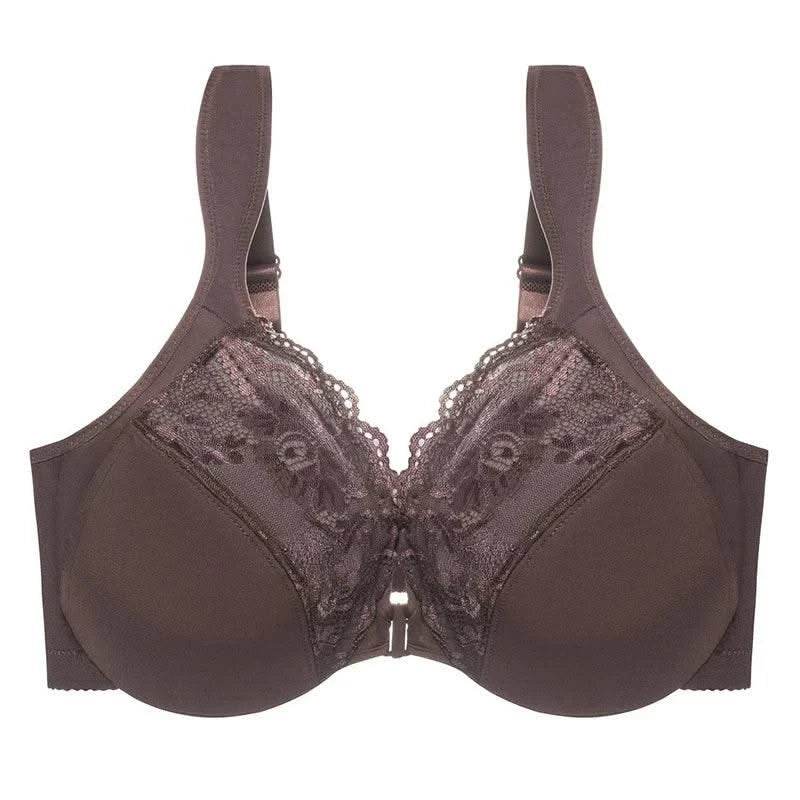 Front Closure Minimizer Bra for Womens Lace Floral Unlined Support Mesh Underwire Female Plunge Lingerie M L XL 3XL 4XL 5XL