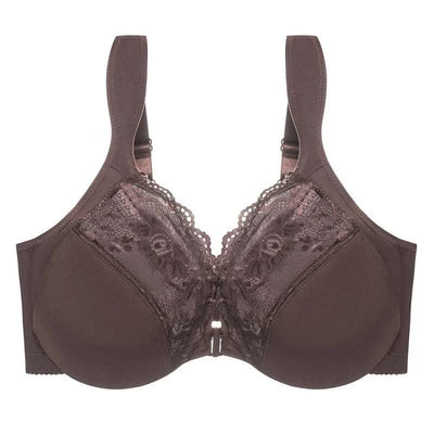 Front Closure Minimizer Bra for Womens Lace Floral Unlined Support Mesh Underwire Female Plunge Lingerie M L XL 3XL 4XL 5XL