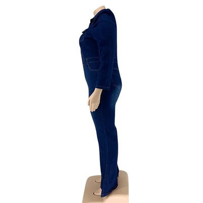 Full Length Overalls Women Jeans Bleached Washed Denim Mid Waist Jumpsuits Single Breasted Sashes Spliced Vintage Casual