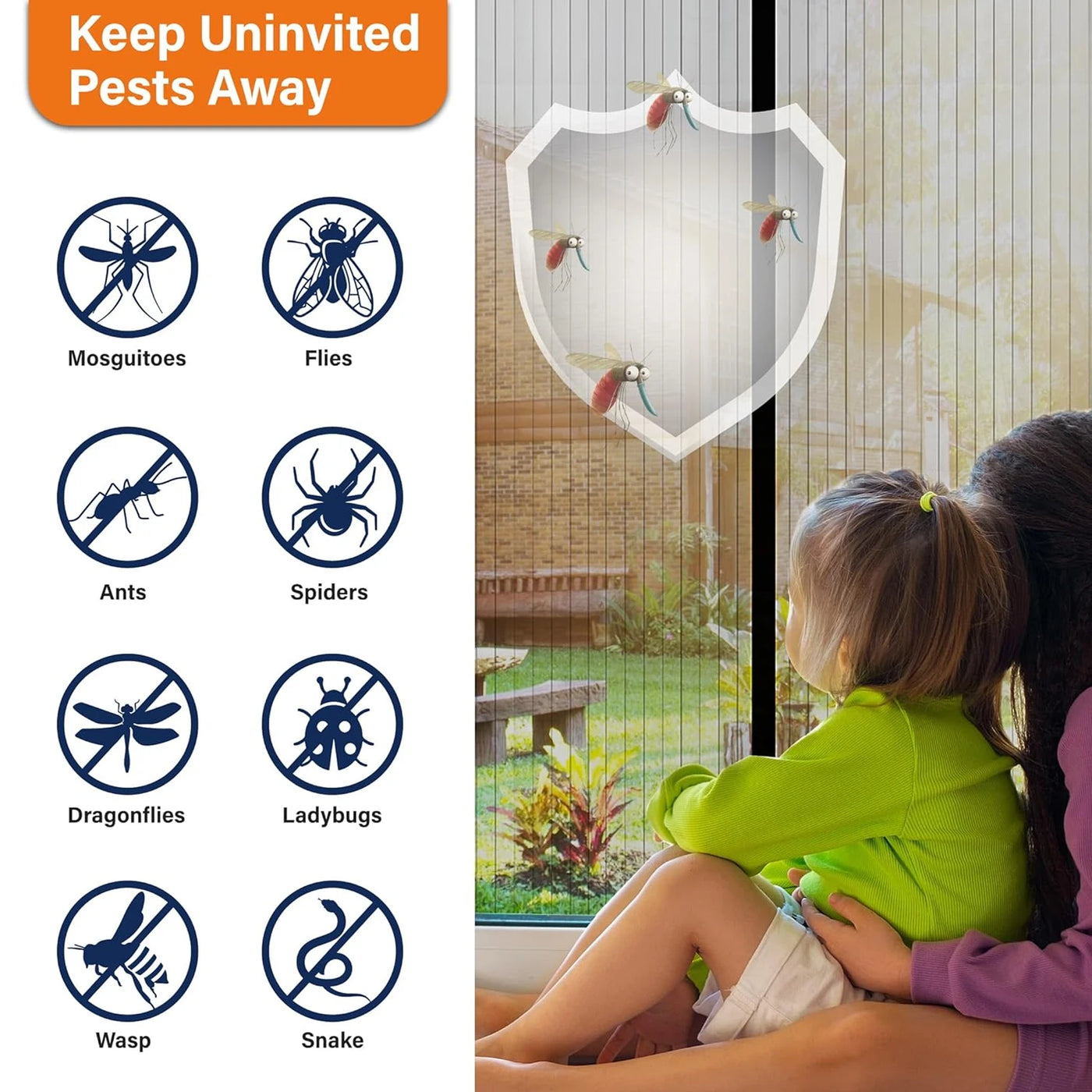 Magnetic Screen Door - Keeps Bugs Out Let Breeze in, Self Sealing, Heavy Duty, Hands Free Mesh Partition
