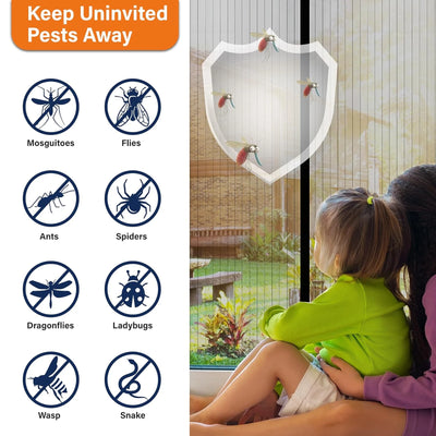 Magnetic Screen Door - Keeps Bugs Out Let Breeze in, Self Sealing, Heavy Duty, Hands Free Mesh Partition