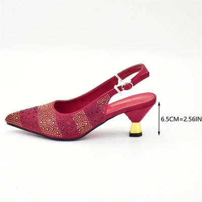 African Shoe and Bags Set for Wedding Women Shoes and Bags To Match Set with Rhinestone Italy Lady Pumps Women Shoes Luxury