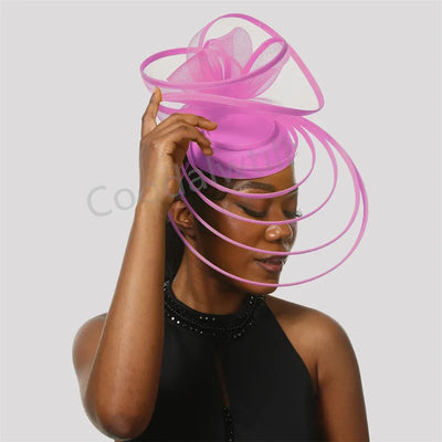 Big Fascinator Hat Royal Ascot Pillbox Caps Wedding Mesh Headpiece Women Party Banquet Chapeau Cap Headband Ladies Wedding