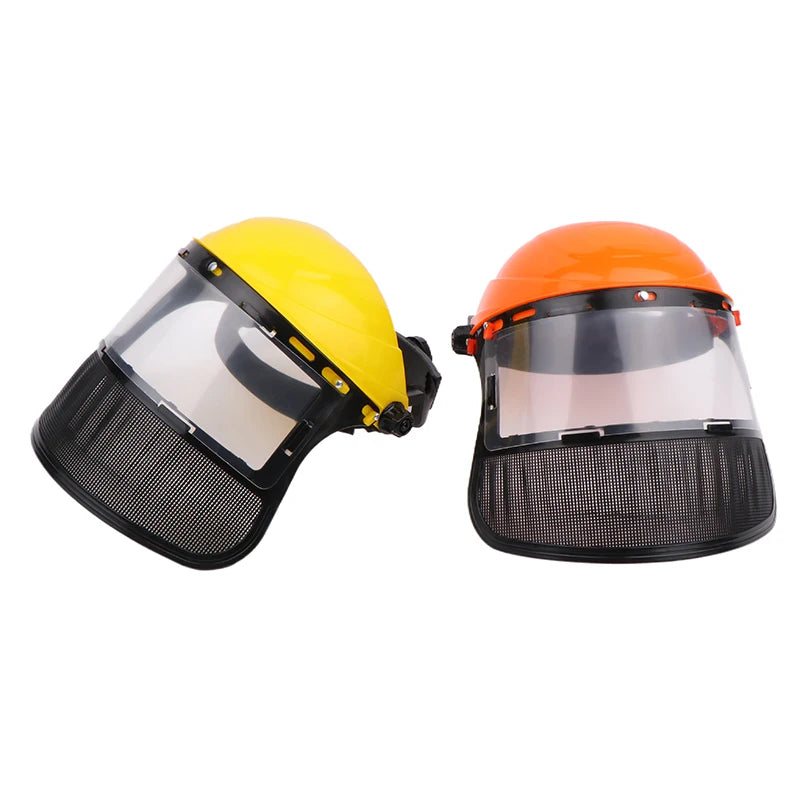Safety Helmet Hat with Full Face Mesh Protective Mask for Garden Grass Trimmer Logging Brush Cutter Forestry Protection