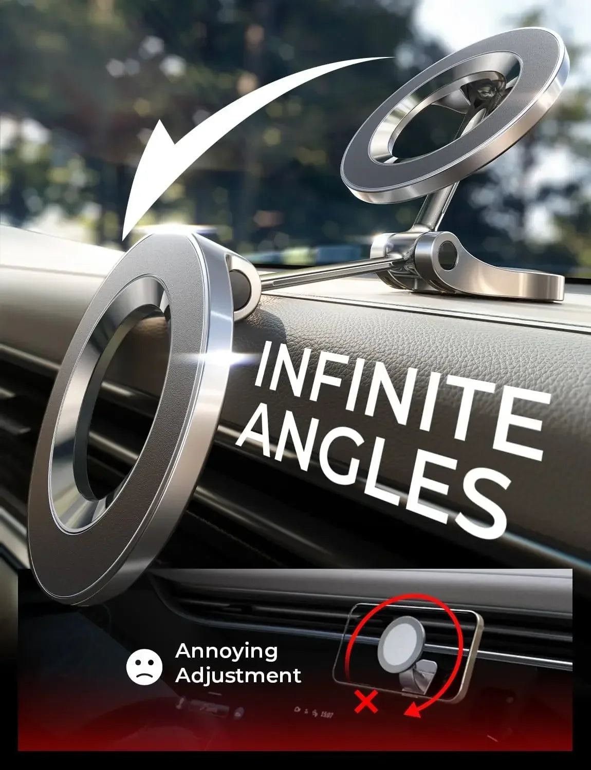 LISEN for MagSafe Car Mount 360° Rotation Magnetic Phone Holder for Car for IPhone 15 14 13 12 Pro Max Plus Mini MagSafe Cases