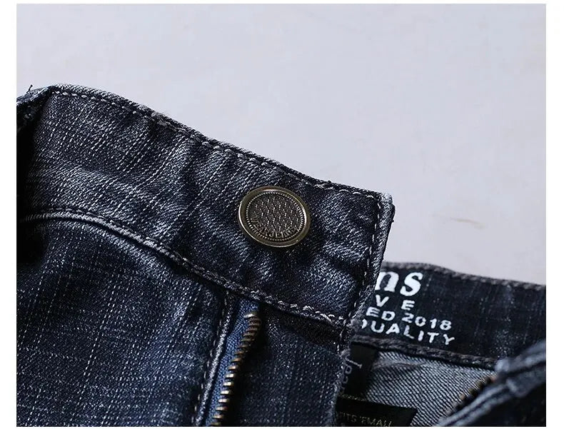 New Business Men's Jeans Casual Straight Stretch Fashion Classic Blue Black Work Denim Trousers Male Brand Clothing Mens Jeans