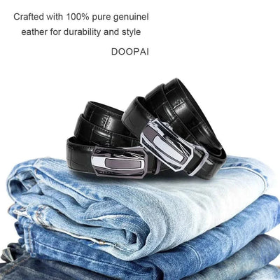 Men Belts Leather Automatic Alloy Buckle Belts