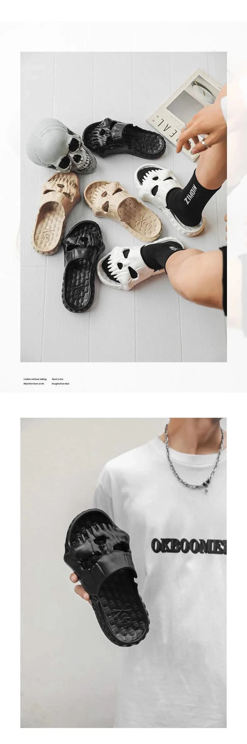 Platform Skull Slippers Demon Home Cloud Summer Beach Sandal Slides Y2k Flip Flops Men Male Soft House Shoes Flat Clapper Women