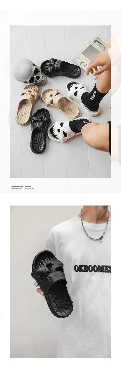 Platform Skull Slippers Demon Home Cloud Summer Beach Sandal Slides Y2k Flip Flops Men Male Soft House Shoes Flat Clapper Women