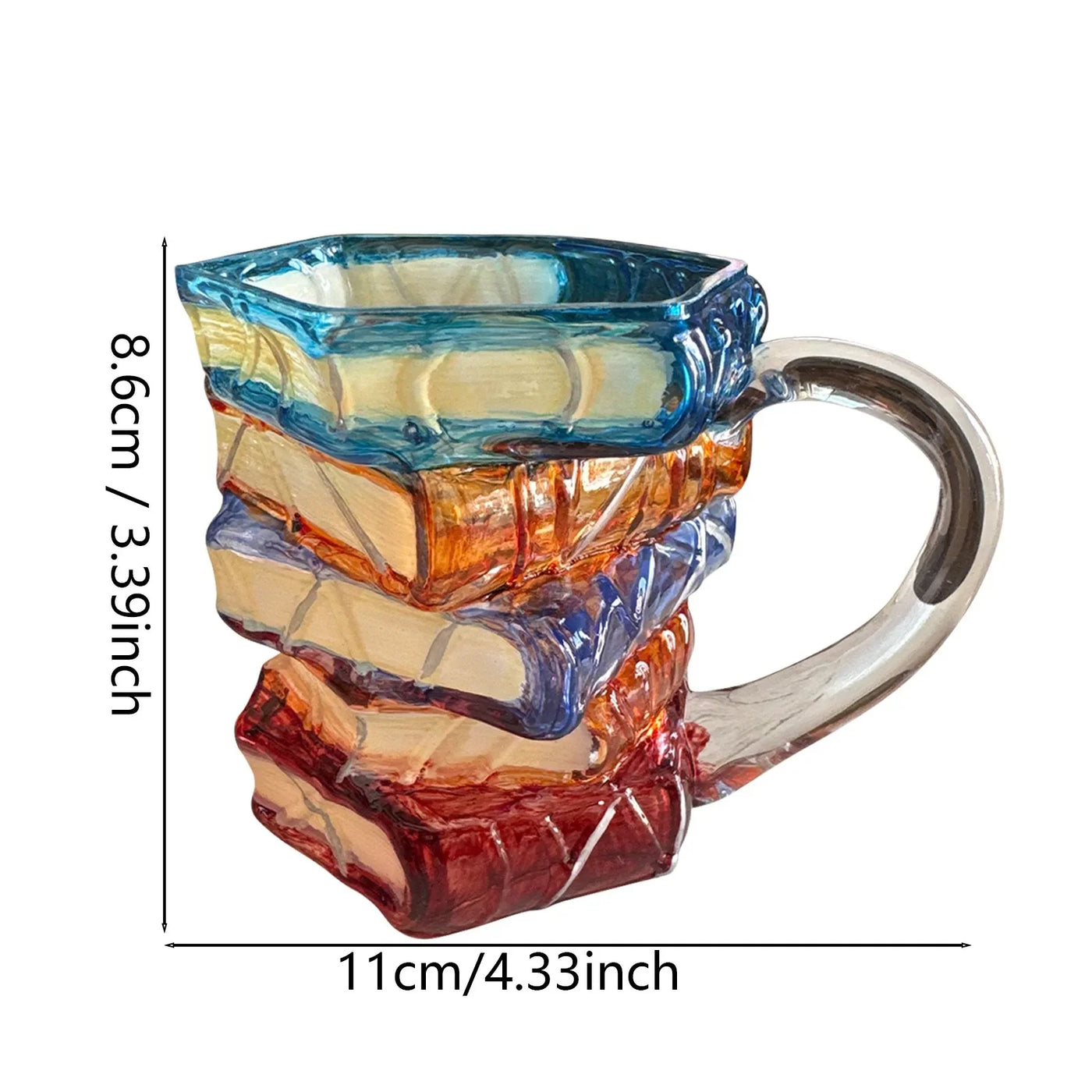 Unique Novelty Colorful Mugs Handmade Resin Drink Cup 3D Painted Books Coffee Mug Creative Book-Shaped Drinkware Mug Lover Gifts