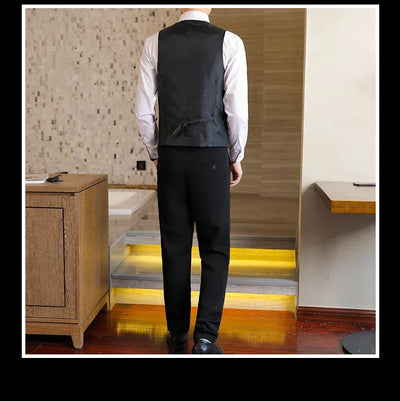 Suit (Blazer+ Vest + Trousers +) Men's Fashionable Business Solid color Gentleman's Wedding Workwear Casual Performance Suit