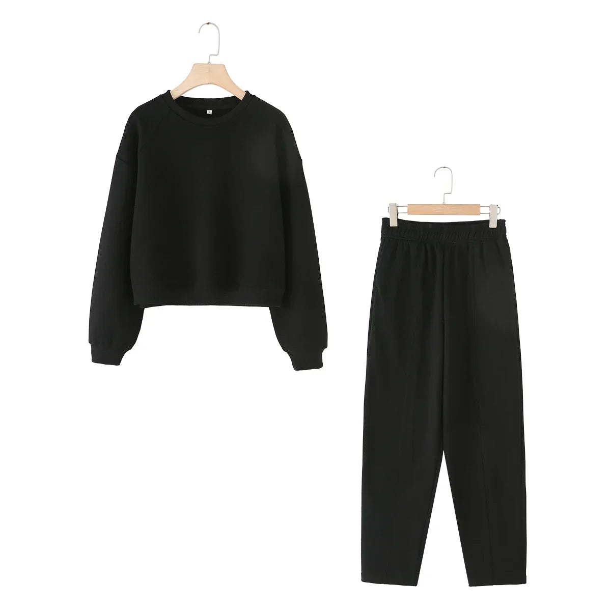 Tracksuits Set Woman 2024 Winter Cotton Solid Women's Suits Wide Baggy Pants Sportswear Women Sweater 2 Piece Set Women Outfits