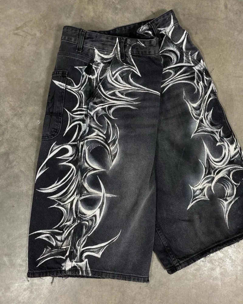 2025 European and American Fashion High Street Trendy Brand Denim Shorts Men Y2k Harajuku Hip-hop Rock Versatile Jeans Women