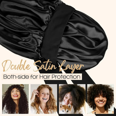Silk Bonnet for Sleeping Women Satin Bonnet Double Layer Satin Lined Hair Bonnet with Tie Band Curly Hair
