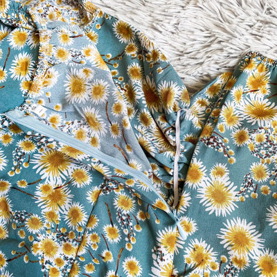 Women Mini Printed Floral Chiffon Shirring Pleated Short Puffy Sleeve Casual Dresses Summer Fashion