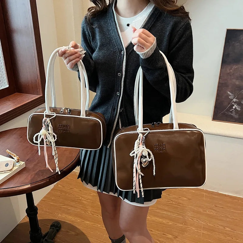Designer Bowling Tote Women's Oversized Shoulder Bag, High-Capacity Office Handbag, Fashionable Minimalist Crossbody Purse