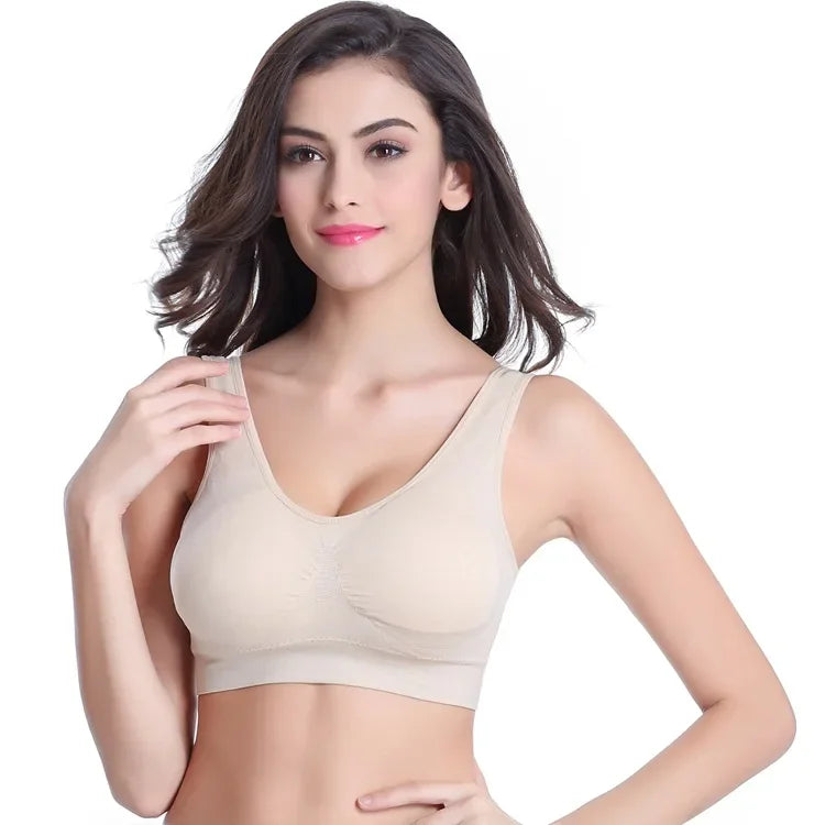 Large Women's Single-layer No Pad Sports Bra Yoga Running Fitness Top Breathable Seamless Workout Bralette