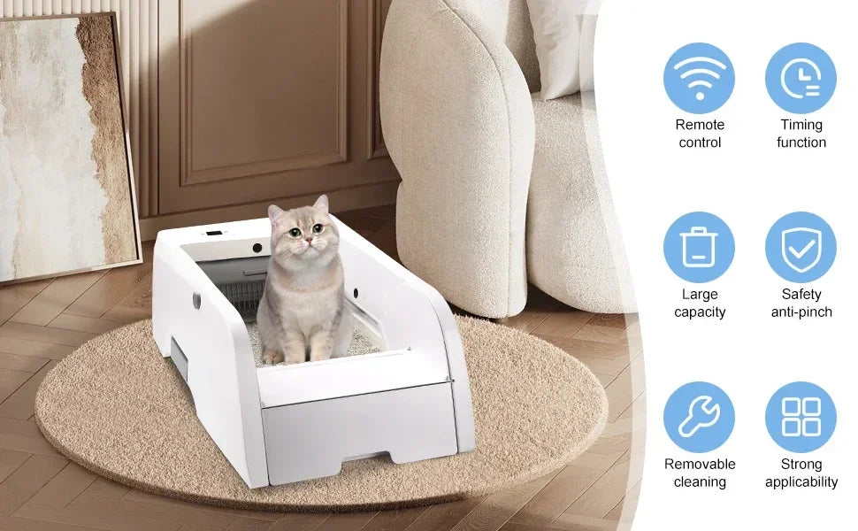 3.0 Automatic Cat Litter Box Self Cleaning,  Upgraded Automatic Cat Litter Box Self Cleaning That Can Use Clumping Cat Litter