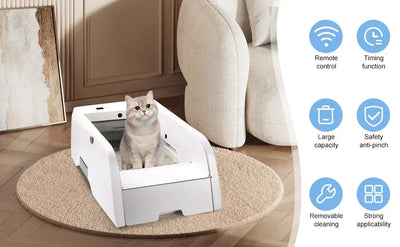 3.0 Automatic Cat Litter Box Self Cleaning,  Upgraded Automatic Cat Litter Box Self Cleaning That Can Use Clumping Cat Litter