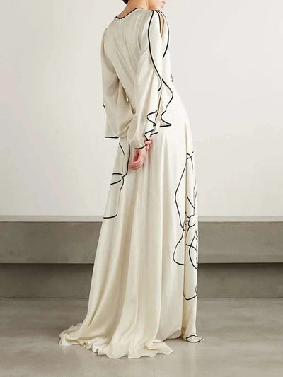 UOOZEE Elegant Party Evening Dresses 2025 Women Summer Fashion Flower Printed Ruffled Sleeves Falbala Wedding Banquet Dress