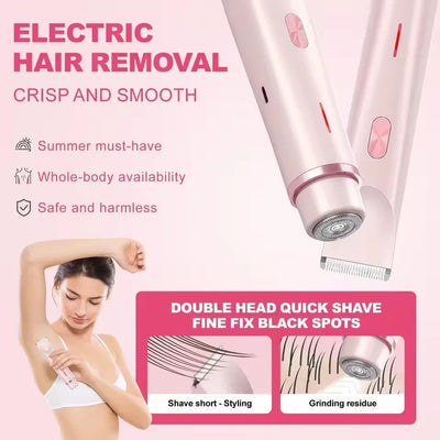 Electric Razors for Women 2in1 Bikini Trimmer Facial Mustache Shavers for Ladies Body Underarms Legs Portable Painless Epilator