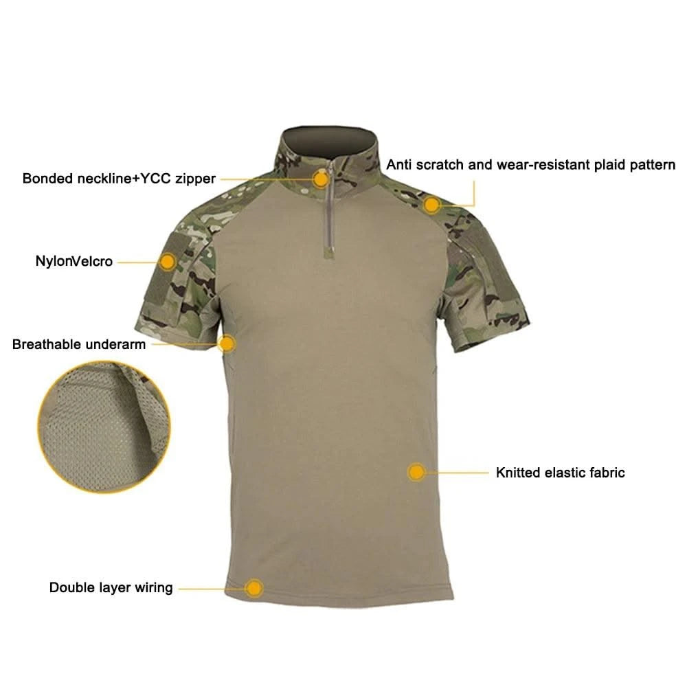 Outdoor Sport Camo Shirts Tees Mens Breathable Tactical CP Camouflage Combat Shirt Hunting Clothes Tops Workout Clothing T Shirt