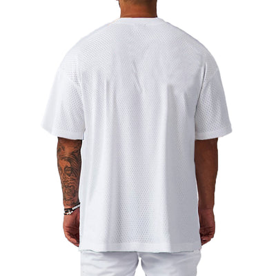 Oversized Gym Bodybuilding Muscle Tops Loose Mesh Quick Dry Shirt Fitness Men's T-Shirt Sports Running Short Sleeve