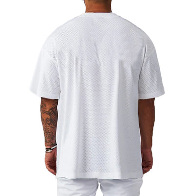 Oversized Gym Bodybuilding Muscle Tops Loose Mesh Quick Dry Shirt Fitness Men's T-Shirt Sports Running Short Sleeve