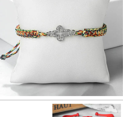 High Quality Crystal Hollow Cross Braided Bracelet Prayer Healing Bangle&Pulsera Chain Women Yoga Jewelry Gift