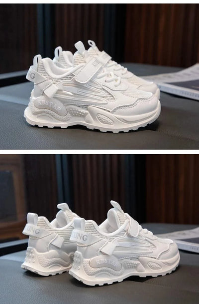 Children's Sports Shoes for Boys Girls Running Sneakers Air Mesh Fashion Classic Boys Casual Shoes Breathable White Blue Pink