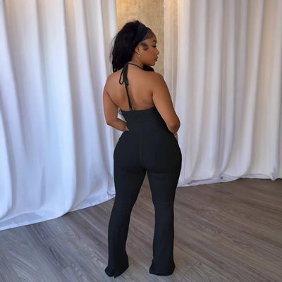 Women Jumpsuits For Summer Autumn Sleeveless Solid Color Bandage Loose Fashion Streetwear Overalls Wide Leg Pants Trousers 2025