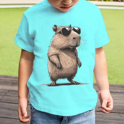 Cartoon 3D Capybara Print Kids Clothes Boys Tshirt Short Sleeve Children Summer Clothes Casual Harajuku Girl Clothes O-Neck Tops