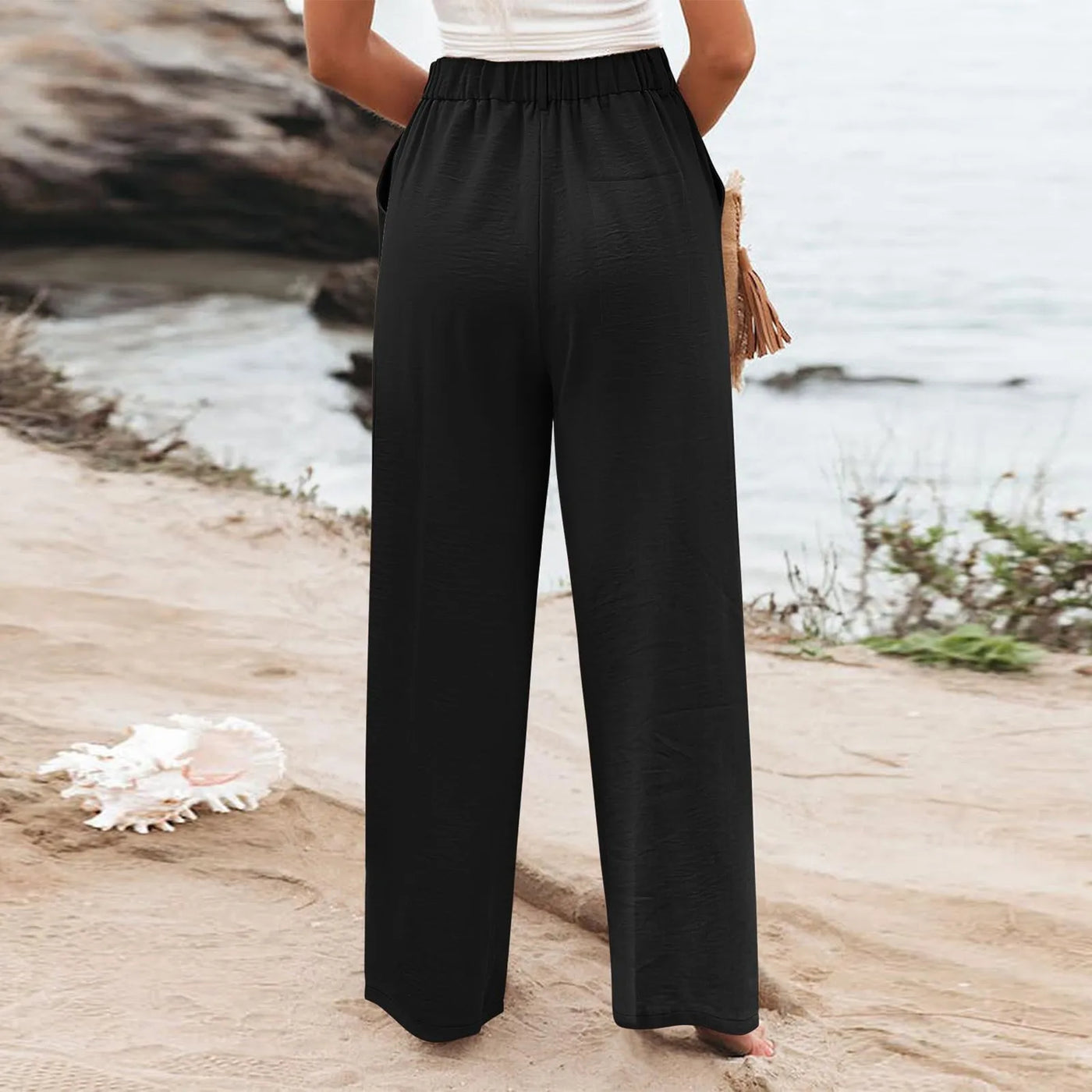 Women's Wide Leg Pants High Elastic Waisted In The Back Business Work Trousers Long Casual Pants Pants for Women Women’s Pants
