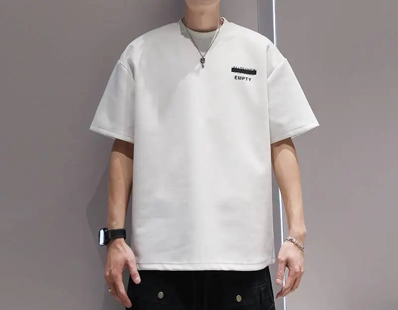 Trendy brand printed short-sleeved T-shirts for men and women, new casual loose round-neck heavyweight T-shirts