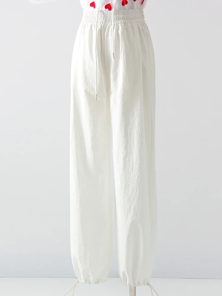 White Sweatpants For Women High Waist Loose Joggers Straight Trousers Female Black Spring Summer Casual Woman Long Pant Wide Leg