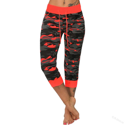 Women's Pants Sports 2025 New Casual Fashion Casual Fit Yoga Camo Print Drawstring Capris Breathable Comfortable Streetwear Pant