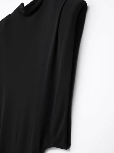 ZBZA Women's Slim Party Dresses Round Neck Sleeveless Shoulder-padded Bodycon High Waist Midi Dress Spring New Female Chic Dress