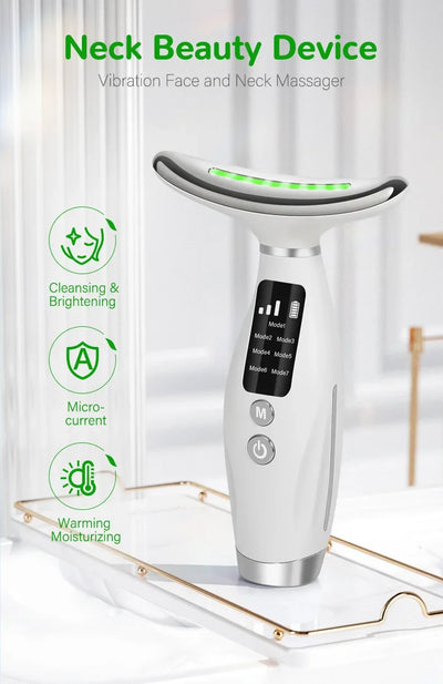 2025 EMS Micro-current Neck Face Beauty Device 7 Color Facial Massager for Enhanced Face Neck and Shoulder Care with Vibrating