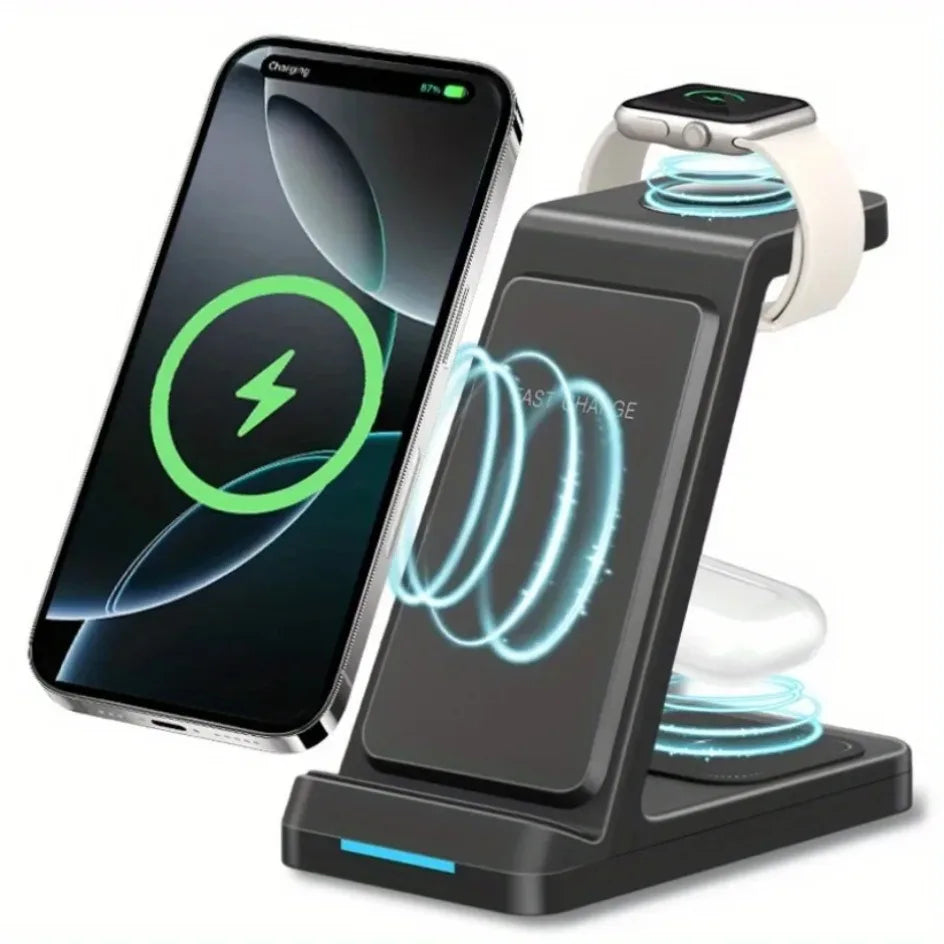 30W Wireless Charger Stand 3 in 1 Fast Charging Station for iPhone 16 15 14 13 12 iWatch 10/9/8/7/6/5/4/3 Airpods 4/3/2/Pro
