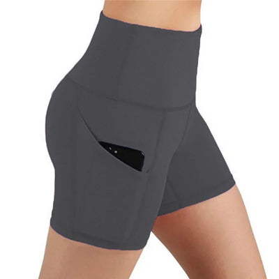 Women's Sports Shorts Biker Short Pocket High Waist Yoga Legging Fitness Tights Women Cycling Athletic Gym Running Yoga Shorts