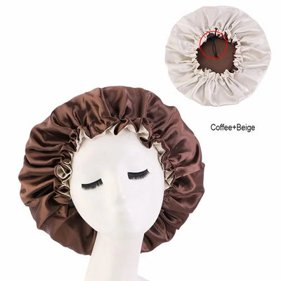 Hair Satin Bonnet For Sleeping Cap Silk Bonnet Bonnet Femme Women Night Sleep Cap Head Cover Flower Elastic Band Solid