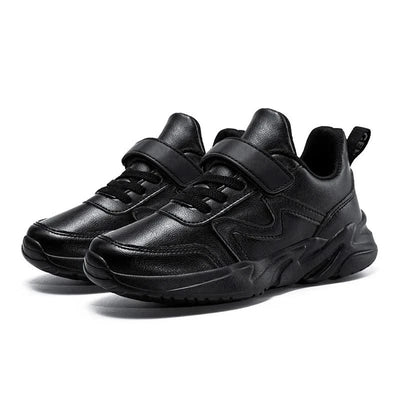 Childrens Sports Shoes for Kids Leather Black Boys Shoes Outdoor School Running Shoes Students Casual Sneakers