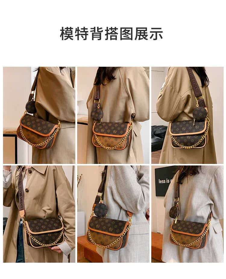 Designer Women's Leather Handbag - Elegant Crossbody Shoulder Messenger Bag Luxury Brand Tote Purse Stylish Ladies