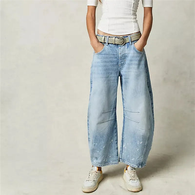 Hirigin Wide Leg Baggy Jeans Women Casual Loose Mid Waist Denim Pants 90s Boyfriend Denim Bloomers Girlfriend Barrel Jeans