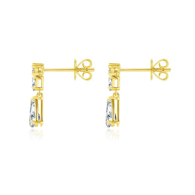 18k Gold Cultivated Diamond Stud Earrings Women's Personality Pear-Shaped Droplet Earrings