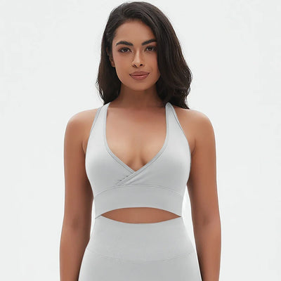 Women Sports Bra High Support Impact Ruched Fitness Underwear Gym Yoga Top Workout Clothes Push-up Corset Padded Activewear